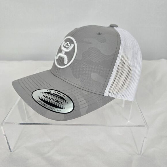 Hooey Trucker Hat O Classic Grey Camo White 2309T-GYWH Snapback Mid Profile NWT - Picture 4 of 12